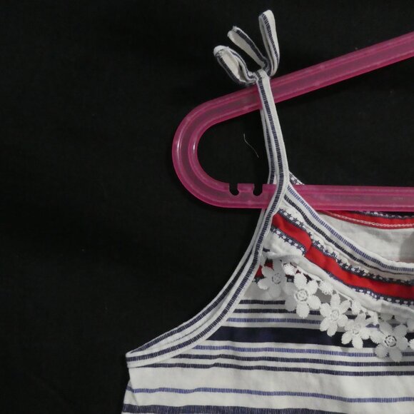 OSHKOSH B'GOSH | size 12 | Striped Tank Top with Floral Lace and Tied Straps - Picture 3 of 12